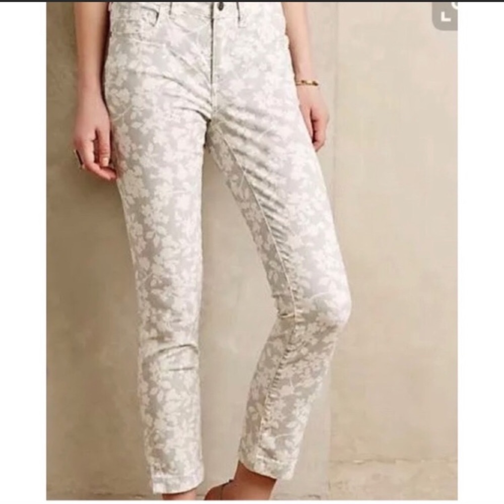Pilcro and the Letterpress Cream Floral Cropped Pants
